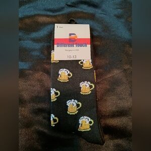 Different Touch Men's Beer Mug Novelty Socks Black Size 10-13 NWT Fun Gift Idea